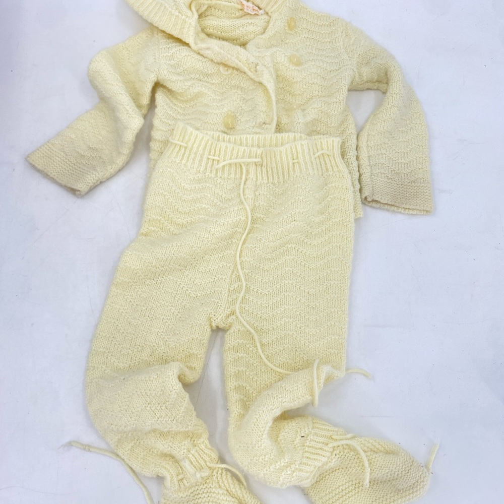 Cozy Vintage Butter Yellow Knit Set Footie Sweater